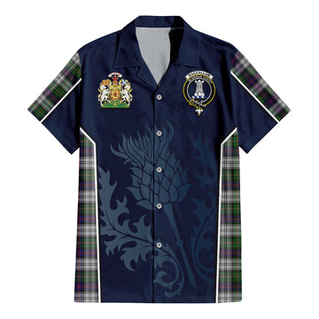 MacCallum Dress Tartan Short Sleeve Button Up Shirt with Family Crest and Scottish Thistle Vibes Sport Style