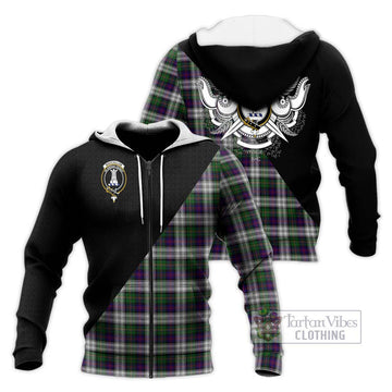 MacCallum Dress Tartan Knitted Hoodie with Family Crest and Military Logo Style