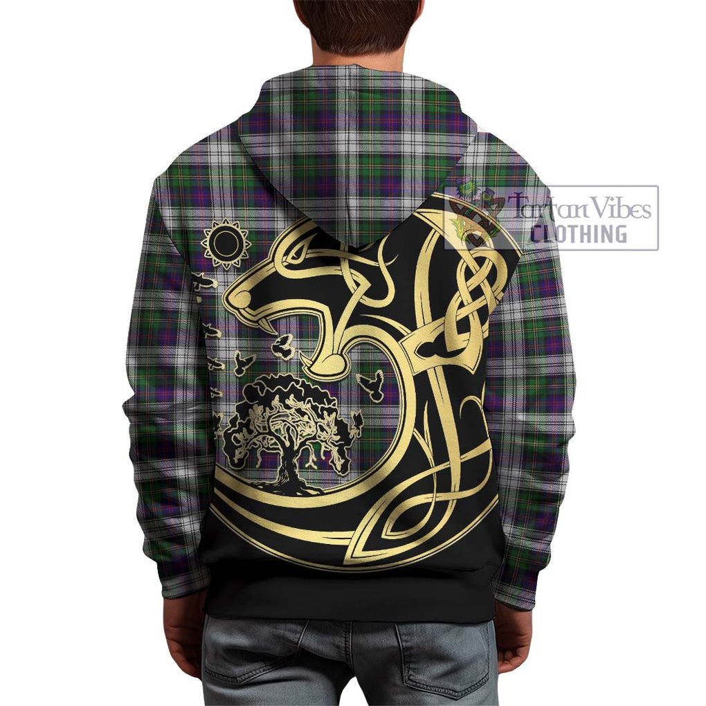 MacCallum Dress Tartan Hoodie with Family Crest Celtic Wolf Style - Tartan Vibes Clothing