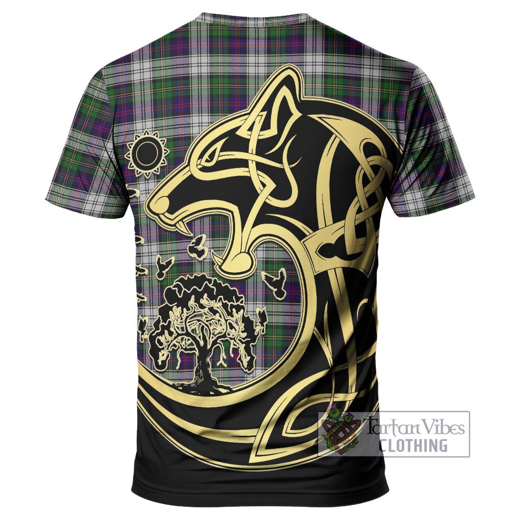 MacCallum Dress Tartan T-Shirt with Family Crest Celtic Wolf Style - Tartan Vibes Clothing