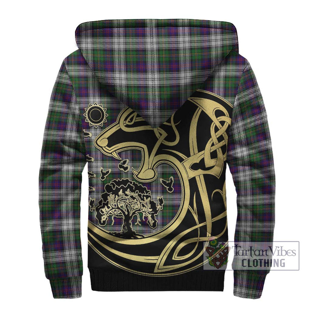 MacCallum Dress Tartan Sherpa Hoodie with Family Crest Celtic Wolf Style - Tartan Vibes Clothing