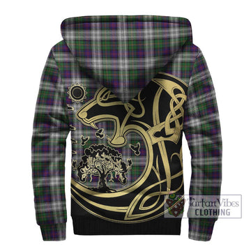 MacCallum Dress Tartan Sherpa Hoodie with Family Crest Celtic Wolf Style