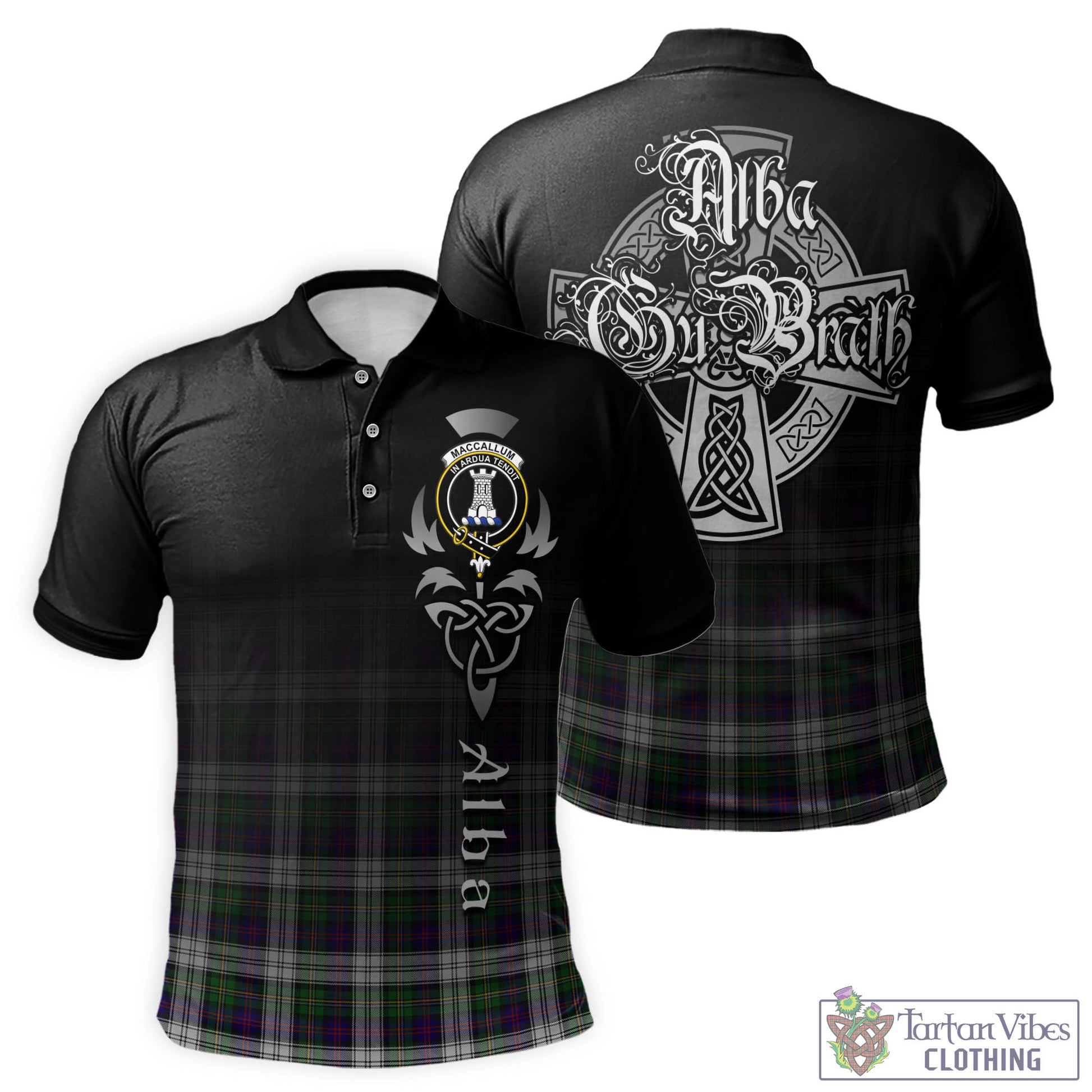 Tartan Vibes Clothing MacCallum Dress Tartan Polo Shirt Featuring Alba Gu Brath Family Crest Celtic Inspired