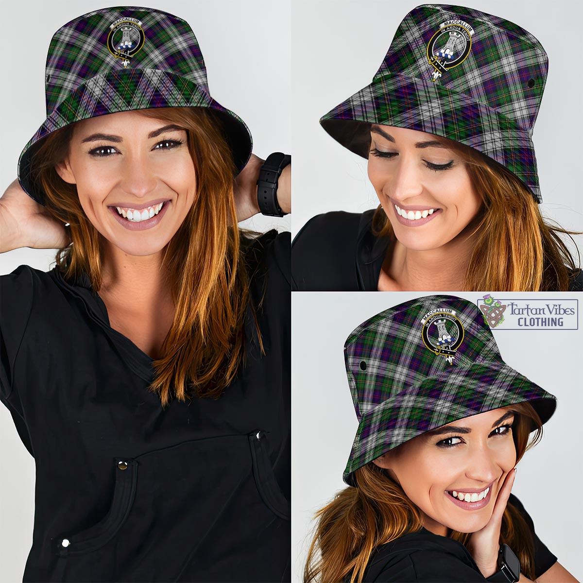 Tartan Vibes Clothing MacCallum Dress Tartan Bucket Hat with Family Crest