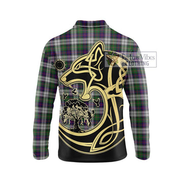 MacCallum Dress Tartan Long Sleeve Polo Shirt with Family Crest Celtic Wolf Style