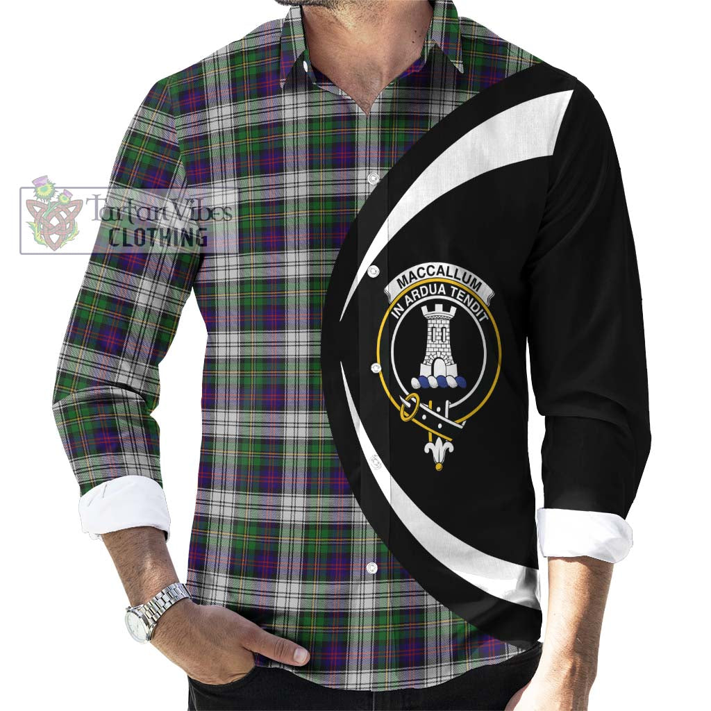 MacCallum Dress Tartan Long Sleeve Button Up with Family Crest Circle Style - Tartan Vibes Clothing