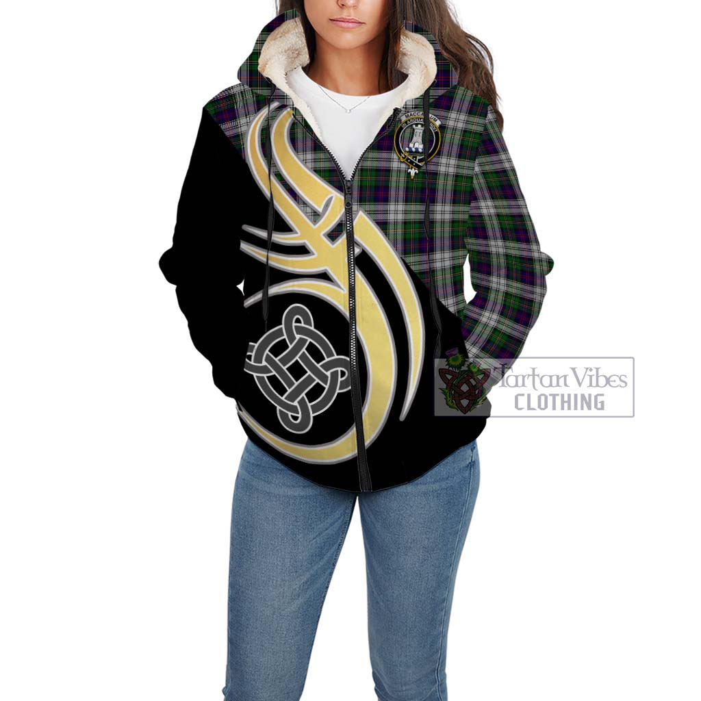 MacCallum Dress Tartan Sherpa Hoodie with Family Crest and Celtic Symbol Style Unisex - Tartan Vibes Clothing