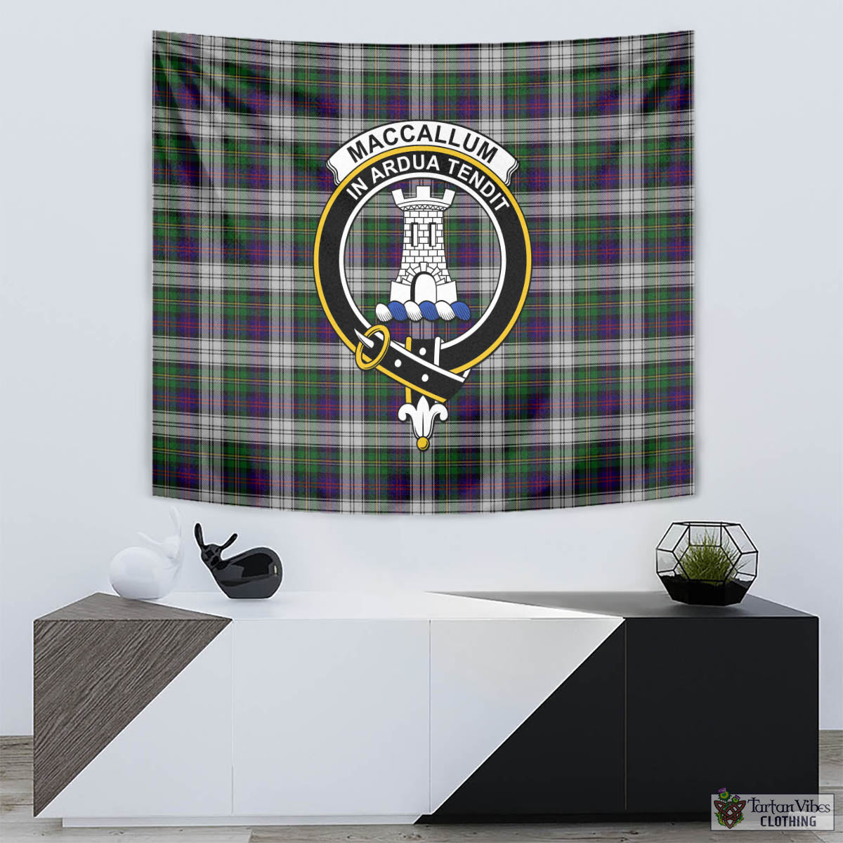 Tartan Vibes Clothing MacCallum Dress Tartan Tapestry Wall Hanging and Home Decor for Room with Family Crest