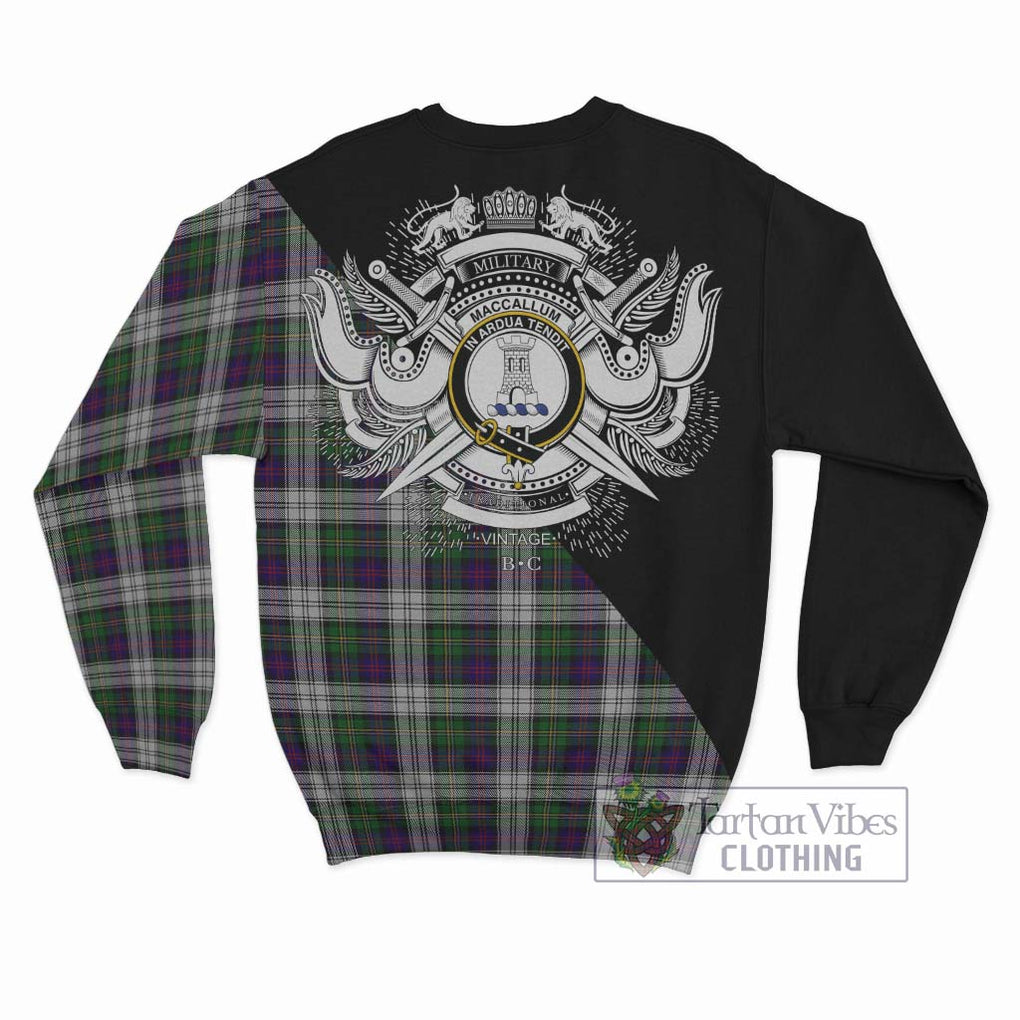 MacCallum Dress Tartan Sweatshirt with Family Crest and Military Logo Style - Tartanvibesclothing Shop