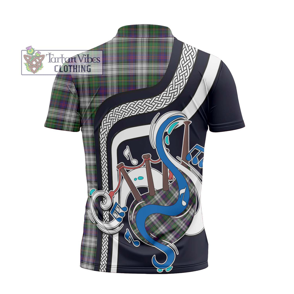 MacCallum Dress Tartan Zipper Polo Shirt with Epic Bagpipe Style - Tartanvibesclothing Shop