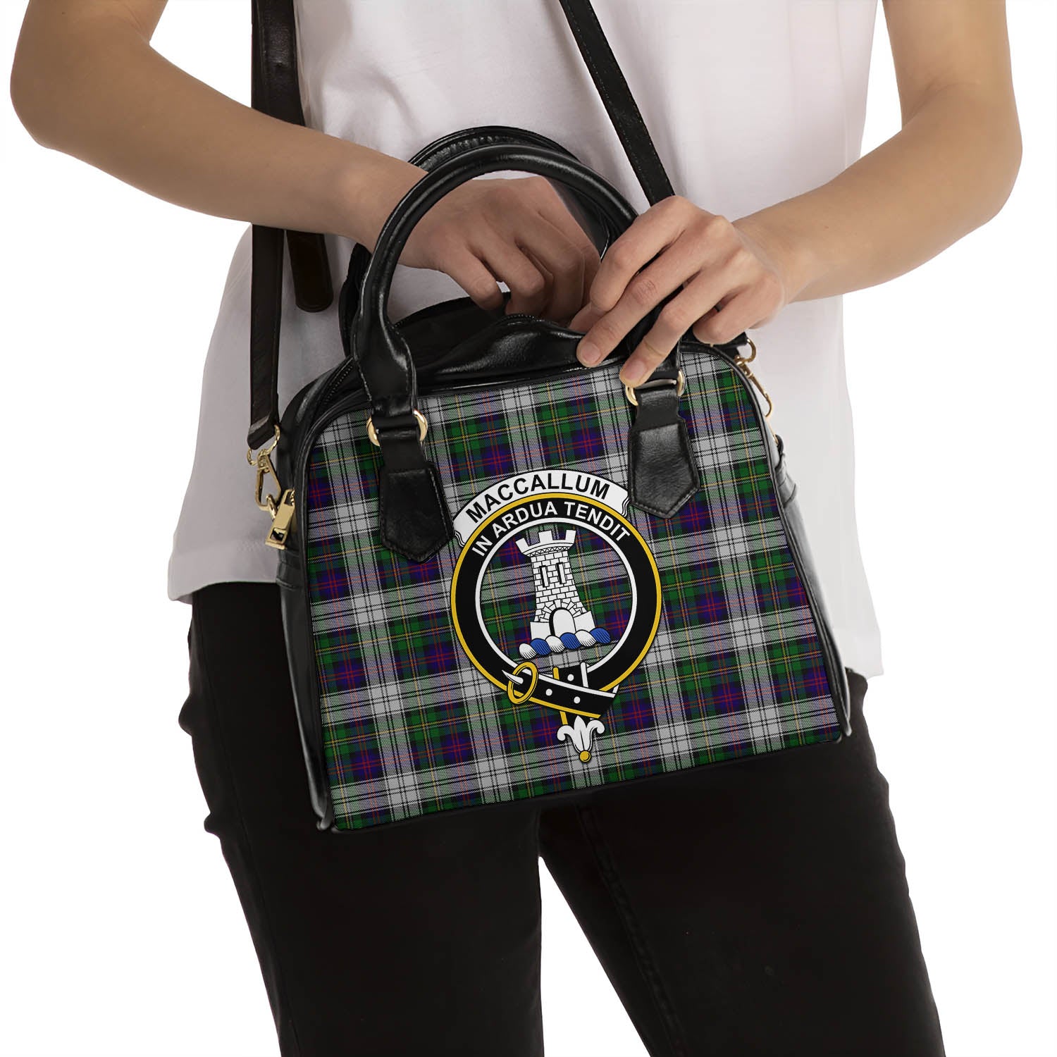 MacCallum Dress Tartan Shoulder Handbags with Family Crest - Tartanvibesclothing