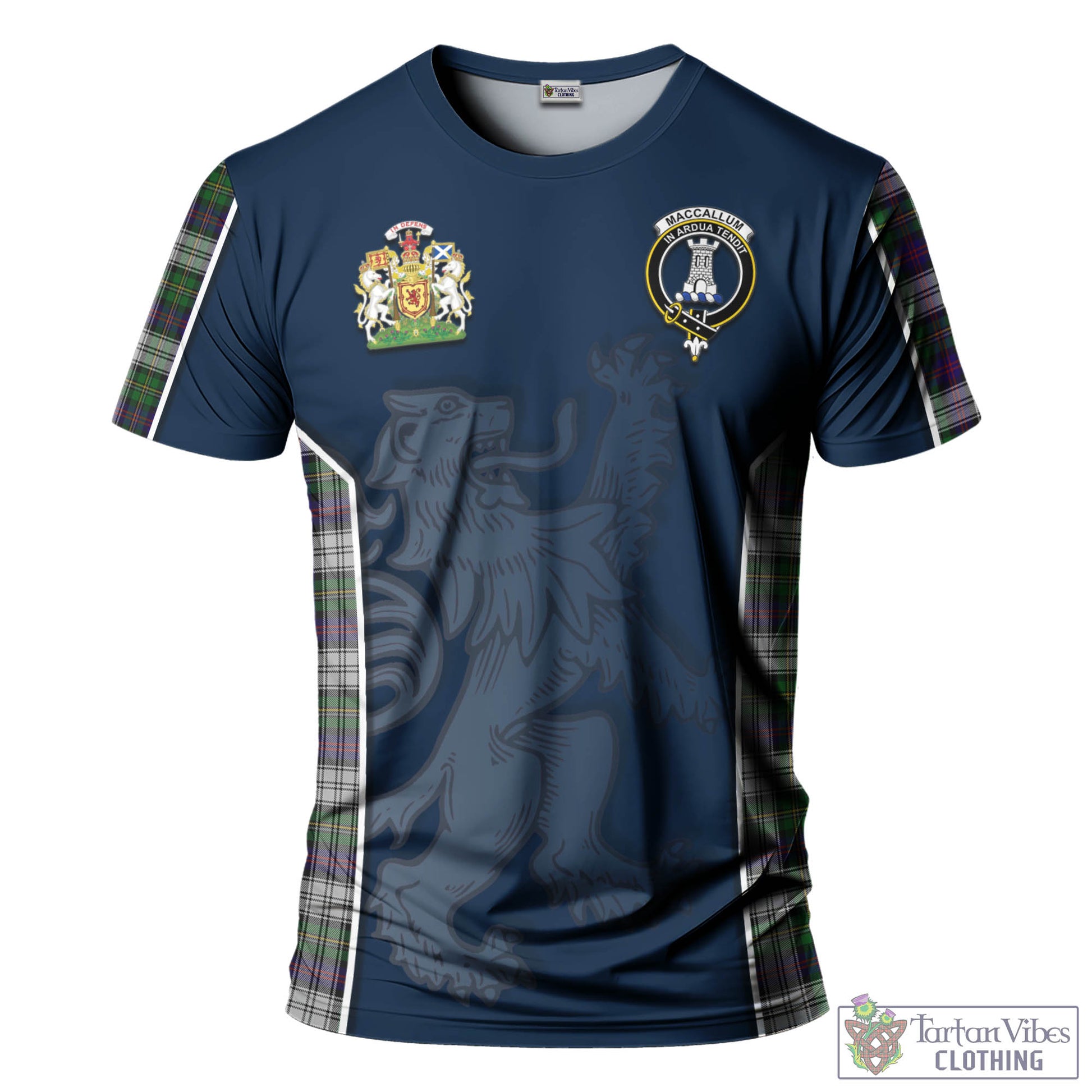 Tartan Vibes Clothing MacCallum Dress Tartan T-Shirt with Family Crest and Lion Rampant Vibes Sport Style