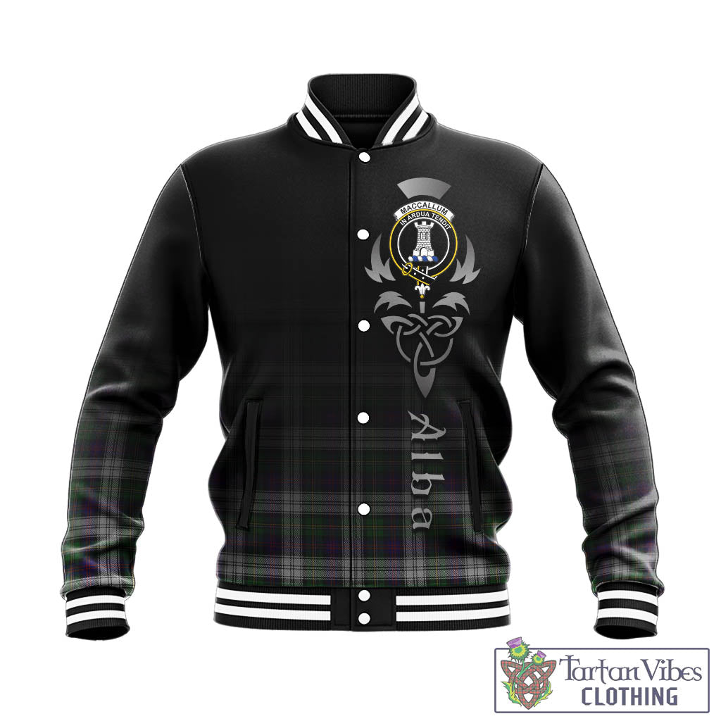 Tartan Vibes Clothing MacCallum Dress Tartan Baseball Jacket Featuring Alba Gu Brath Family Crest Celtic Inspired