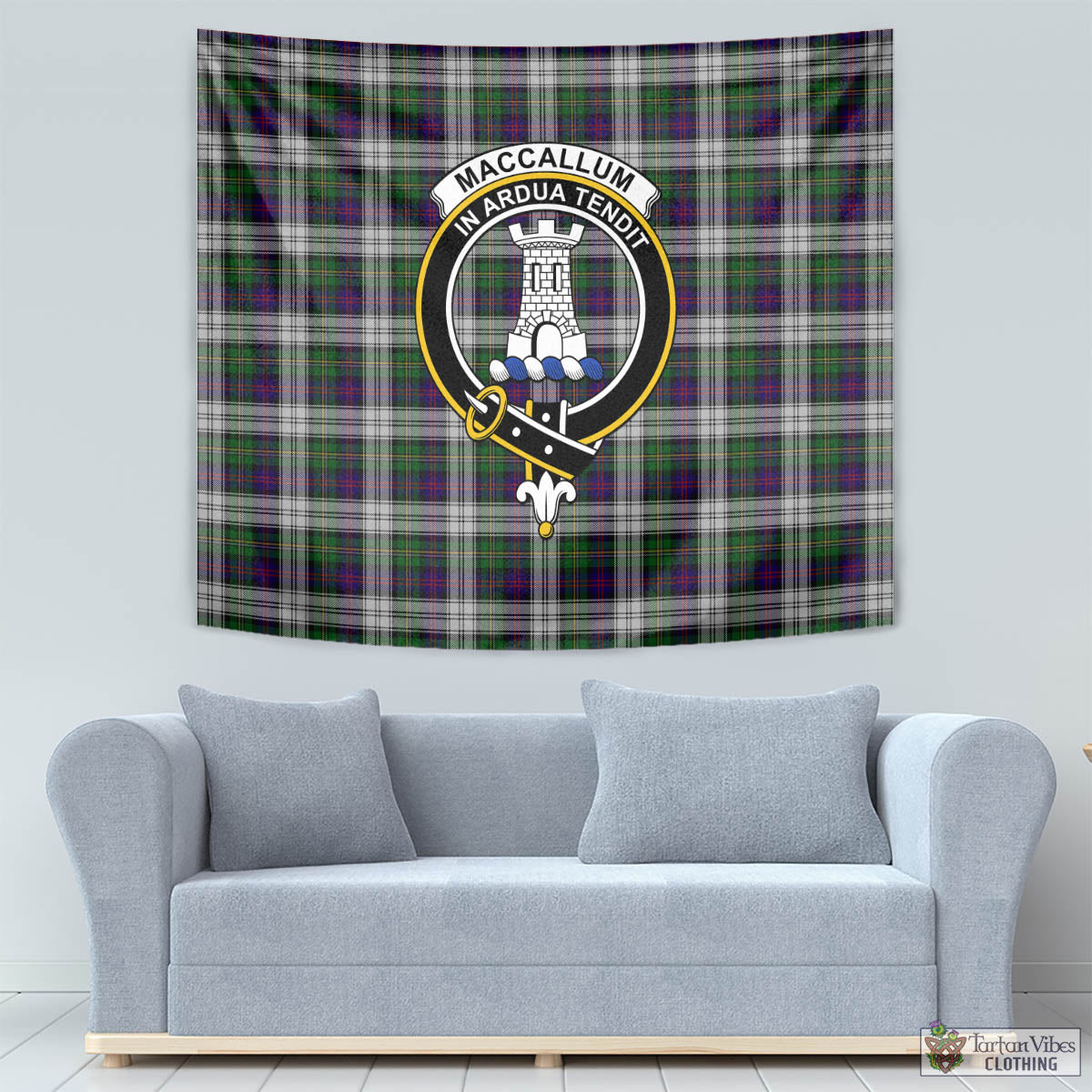 Tartan Vibes Clothing MacCallum Dress Tartan Tapestry Wall Hanging and Home Decor for Room with Family Crest