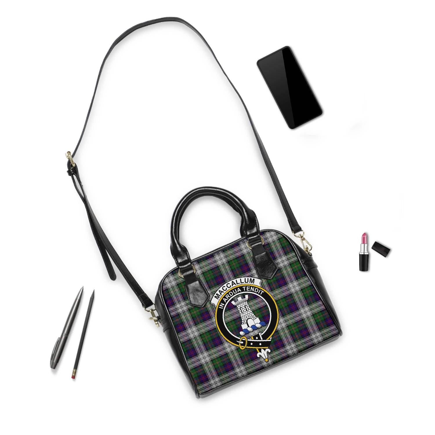 MacCallum Dress Tartan Shoulder Handbags with Family Crest - Tartanvibesclothing