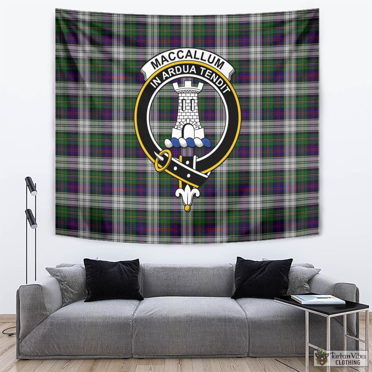 Tartan Vibes Clothing MacCallum Dress Tartan Tapestry Wall Hanging and Home Decor for Room with Family Crest