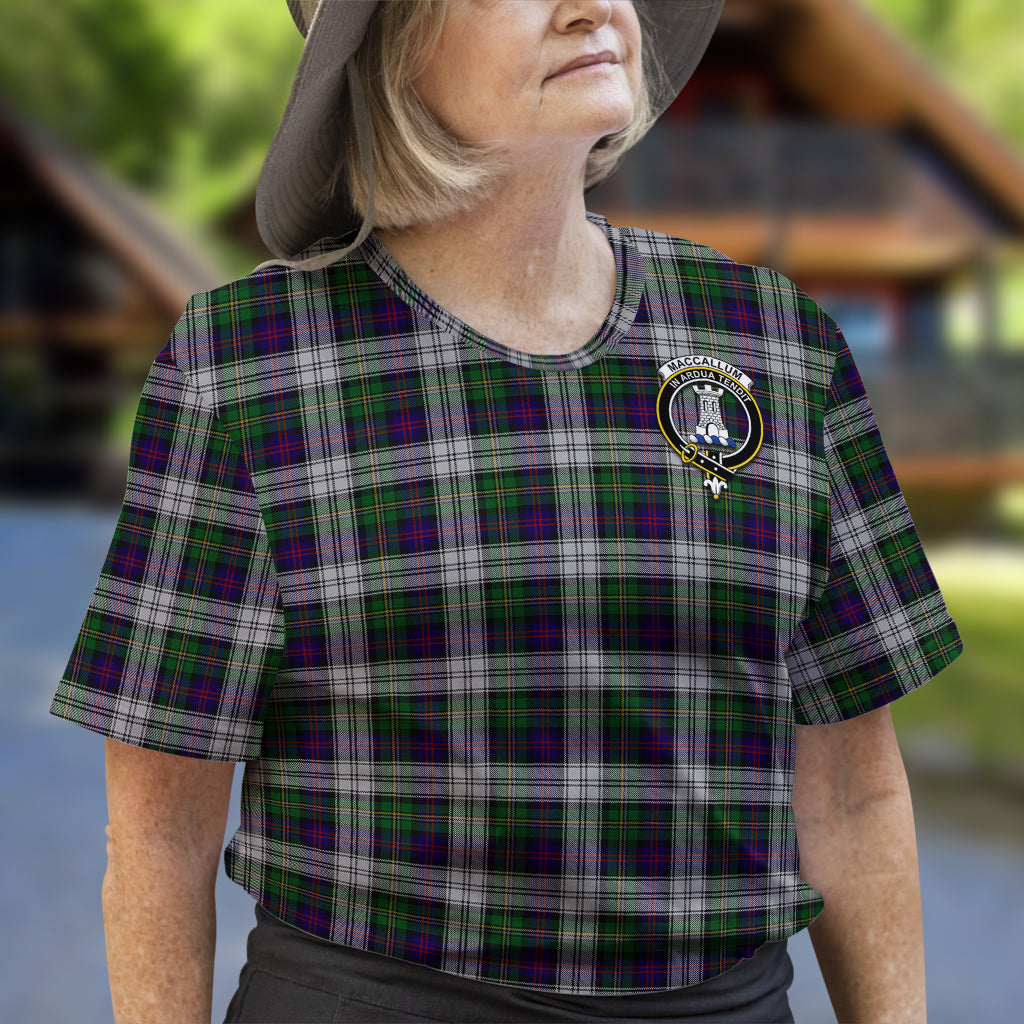 MacCallum Dress Tartan T-Shirt with Family Crest - Tartan Vibes Clothing