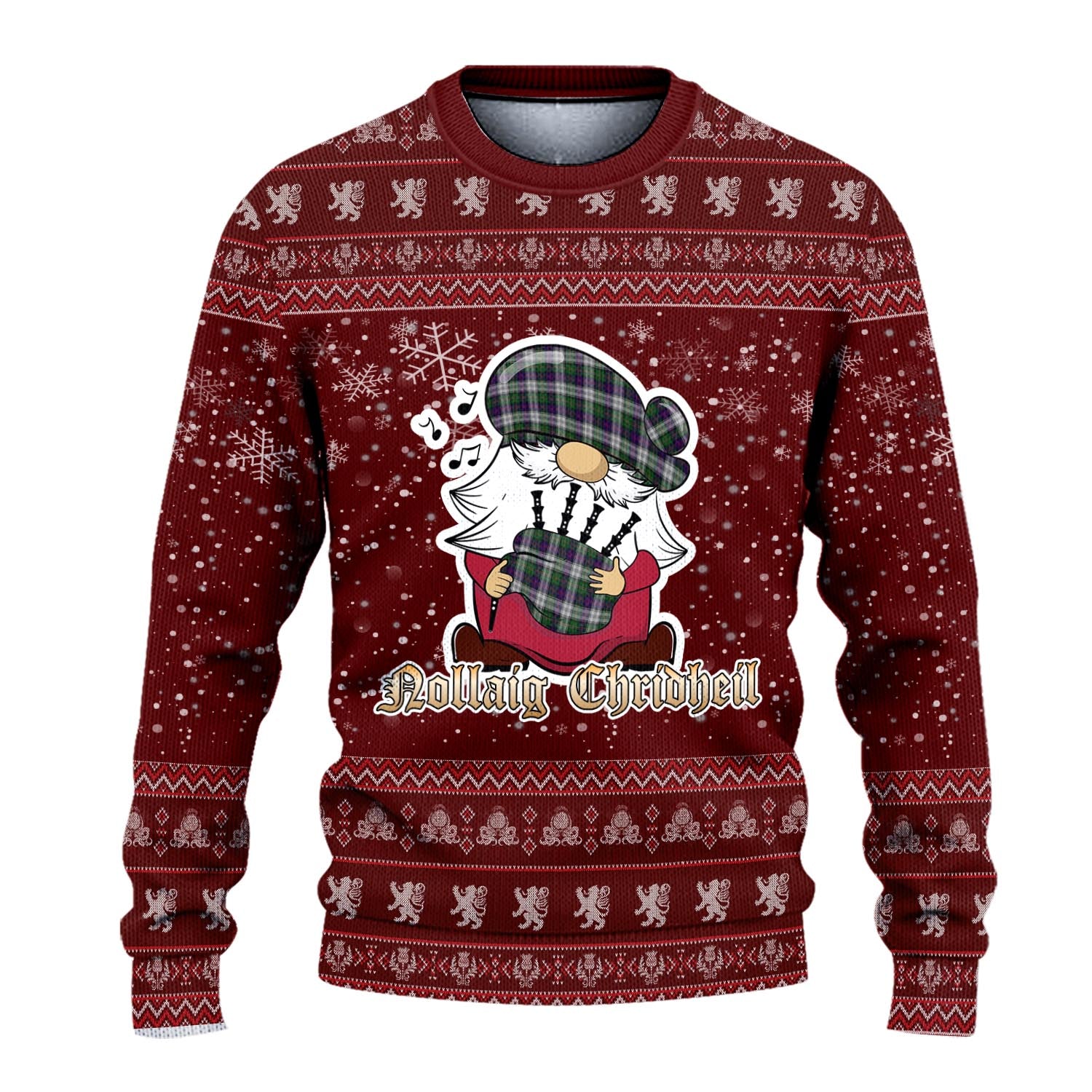 MacCallum Dress Clan Christmas Family Knitted Sweater with Funny Gnome Playing Bagpipes - Tartanvibesclothing