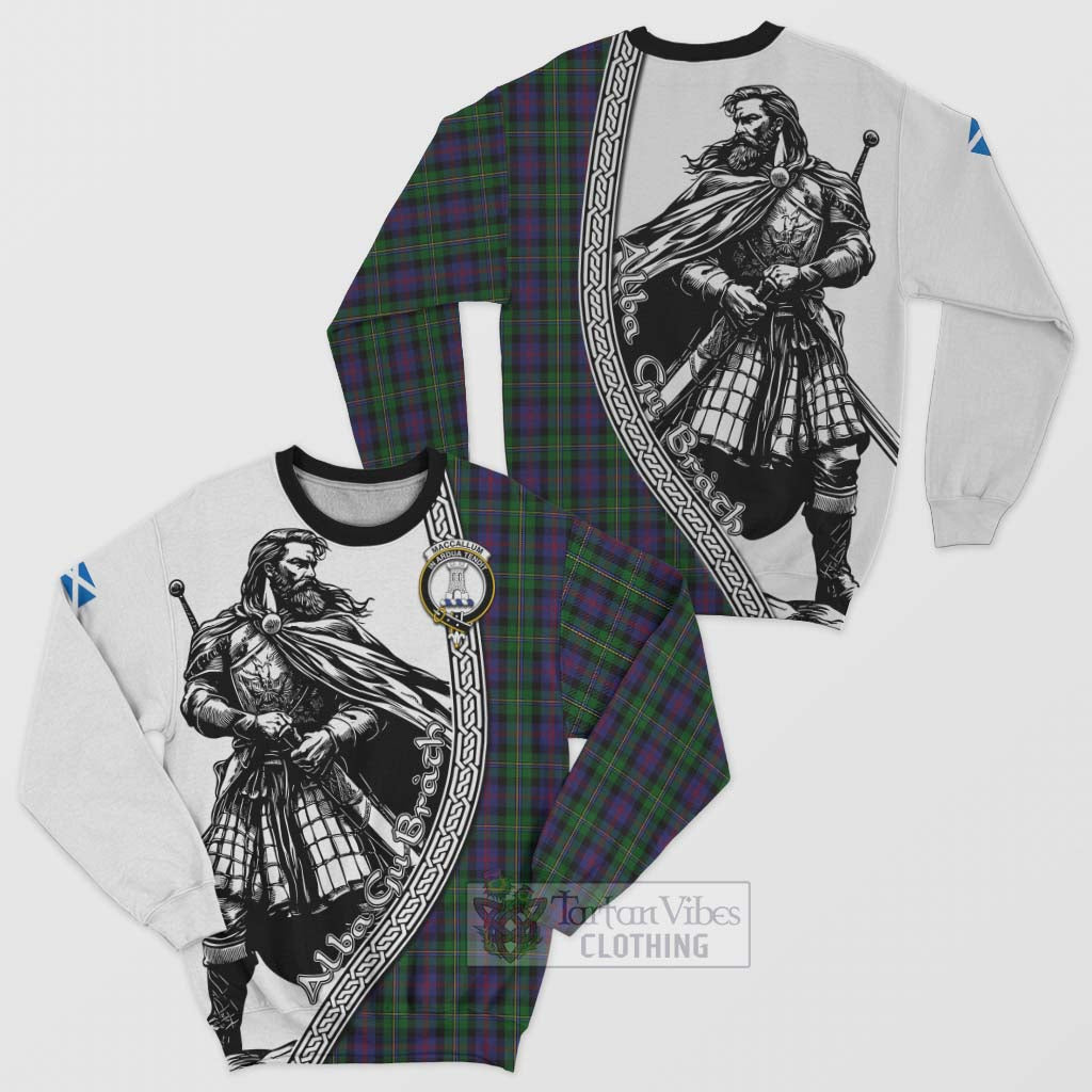 Tartan Vibes Clothing MacCallum (McCallum) Tartan Clan Crest Sweatshirt with Highlander Warrior Celtic Style