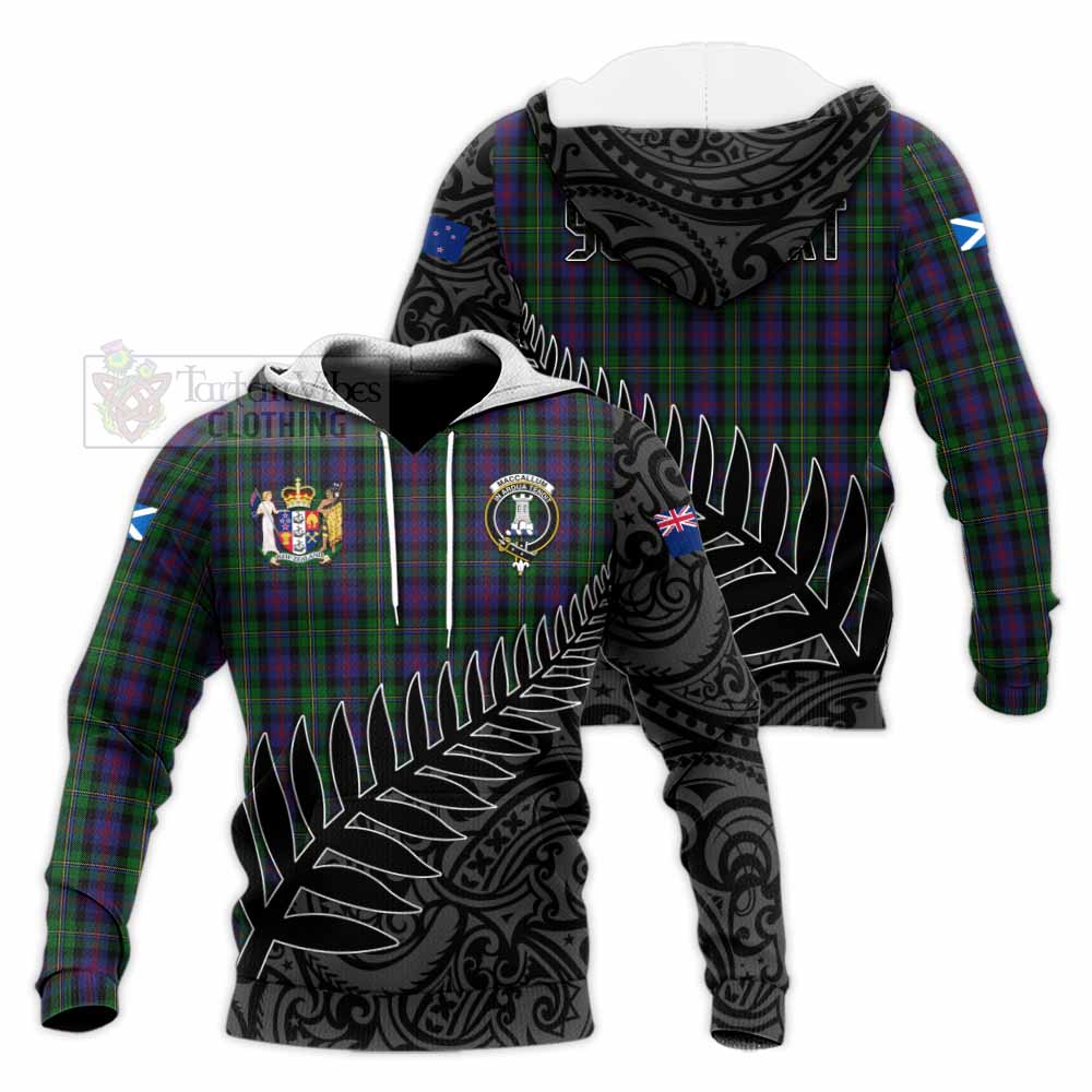 Tartan Vibes Clothing MacCallum (McCallum) Crest Tartan Knitted Hoodie with New Zealand Silver Fern Half Style