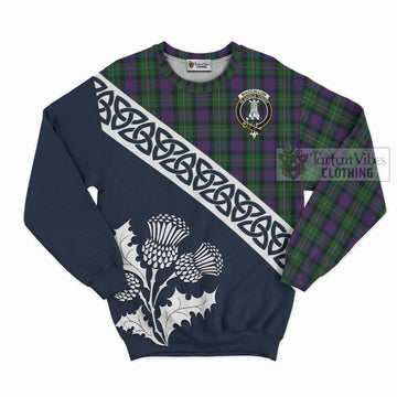 MacCallum (McCallum) Tartan Sweatshirt Featuring Thistle and Scotland Map