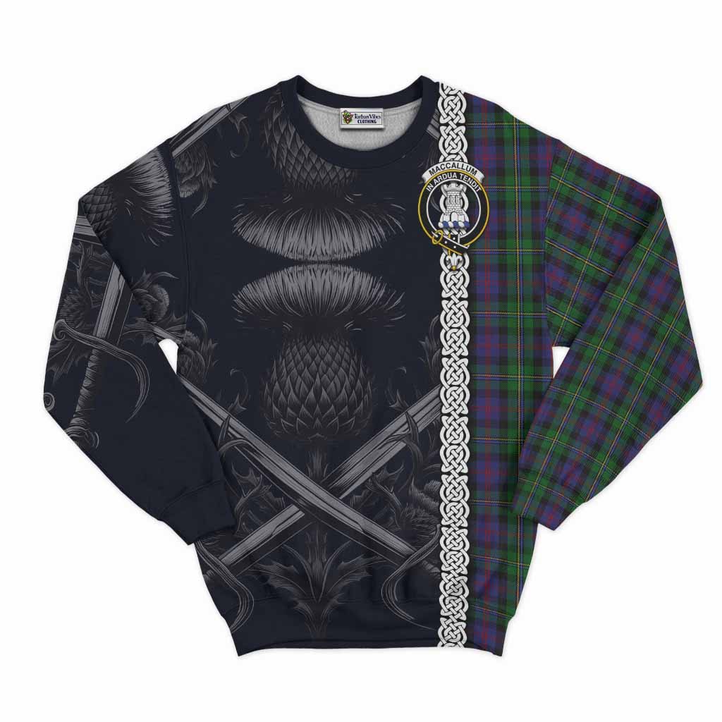 Tartan Vibes Clothing MacCallum (McCallum) Tartan Sweatshirt with Family Crest Cross Sword Thistle Celtic Vibes