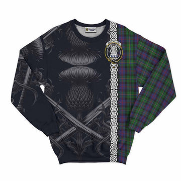 MacCallum (McCallum) Tartan Sweatshirt with Family Crest Cross Sword Thistle Celtic Vibes