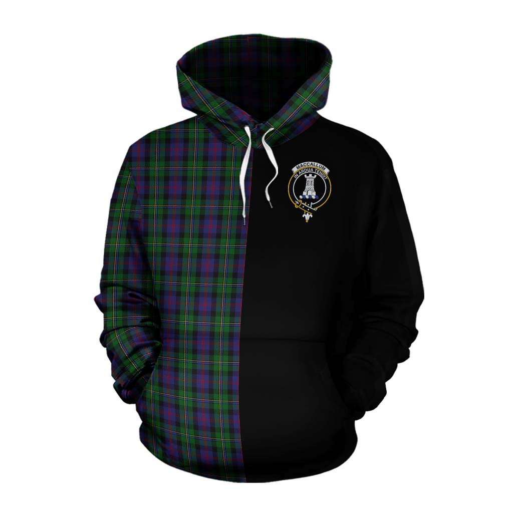 Tartan Vibes Clothing MacCallum (McCallum) Tartan Cotton Hoodie with Family Crest and Half Of Me Style