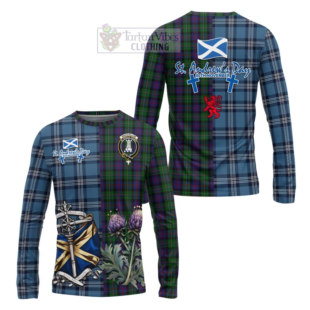 Tartan Vibes Clothing MacCallum (McCallum) Tartan Long Sleeve T-Shirt Happy St. Andrew's Day Half Tartan Style