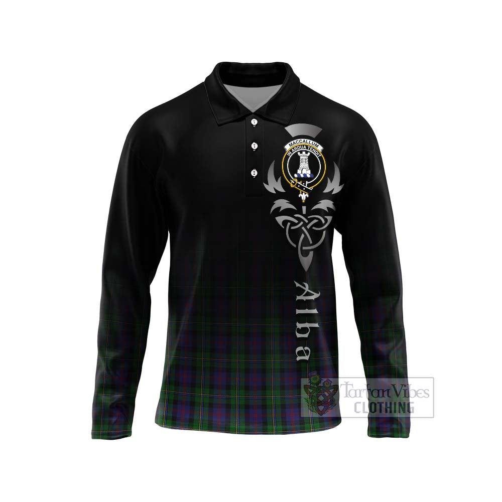 Tartan Vibes Clothing MacCallum (McCallum) Tartan Long Sleeve Polo Shirt Featuring Alba Gu Brath Family Crest Celtic Inspired