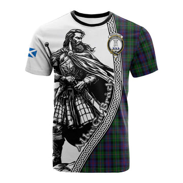 MacCallum (McCallum) Tartan Clan Crest Cotton T-shirt with Highlander Warrior Celtic Style