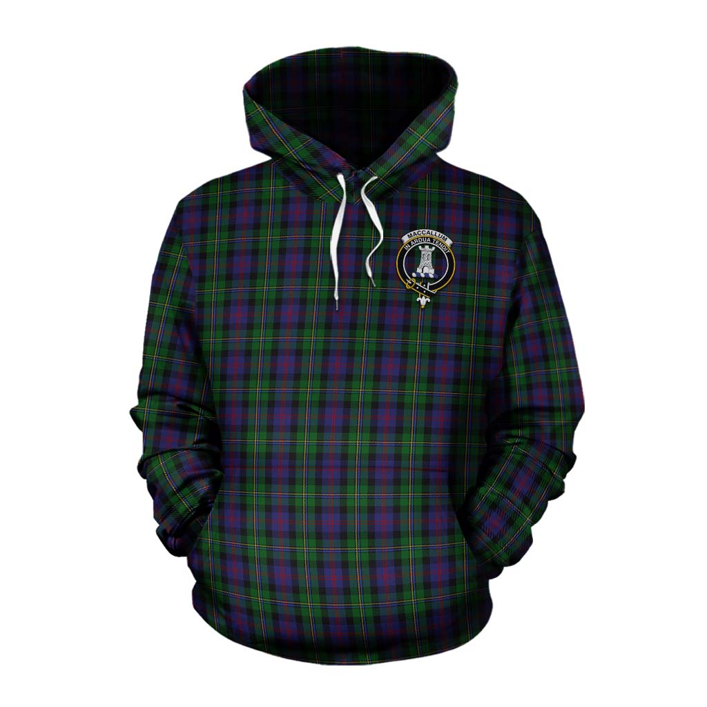 Tartan Vibes Clothing MacCallum (McCallum) Tartan Cotton Hoodie with Family Crest Celtic Skull Style