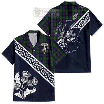 MacCallum (McCallum) Tartan Short Sleeve Button Shirt Featuring Thistle and Scotland Map