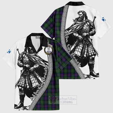 MacCallum (McCallum) Tartan Clan Crest Short Sleeve Button Shirt with Highlander Warrior Celtic Style