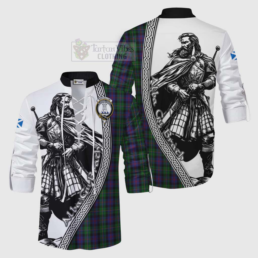 Tartan Vibes Clothing MacCallum (McCallum) Tartan Clan Crest Ghillie Kilt Shirt with Highlander Warrior Celtic Style