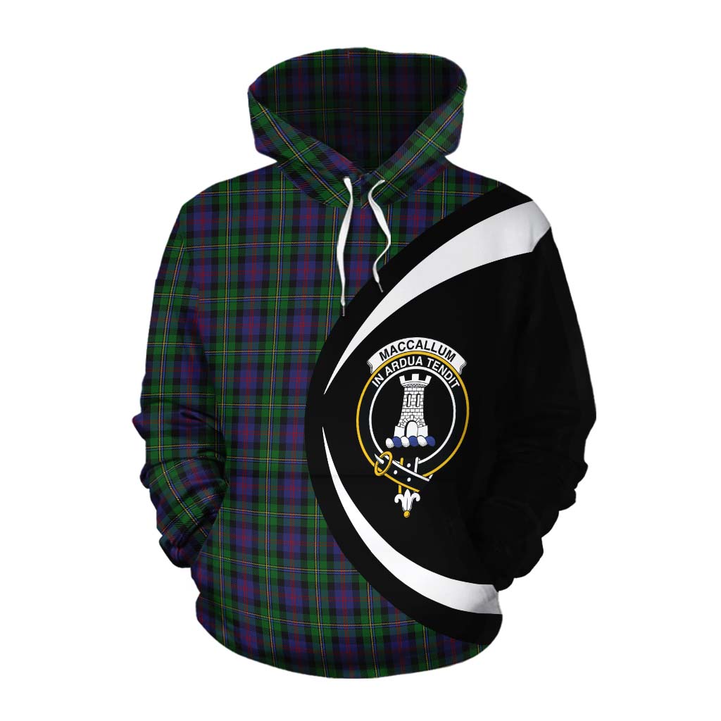 Tartan Vibes Clothing MacCallum (McCallum) Tartan Cotton Hoodie with Family Crest Circle Style