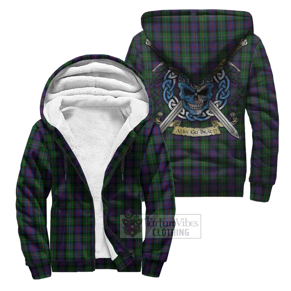 Tartan Vibes Clothing MacCallum (McCallum) Tartan Sherpa Hoodie with Family Crest Celtic Skull Style