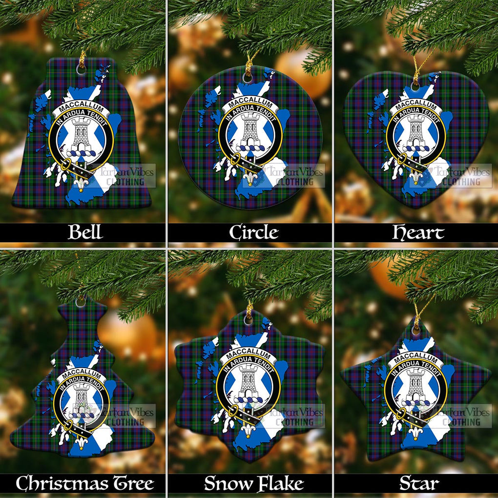 Tartan Vibes Clothing MacCallum (McCallum) Tartan Christmas Ornament with Family Crest and Scotland Map