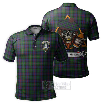 MacCallum (McCallum) Tartan Polo Shirt with Family Crest and Bearded Skull Holding Bottles of Whiskey