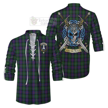 MacCallum (McCallum) Tartan Ghillie Kilt Shirt with Family Crest Celtic Skull Style