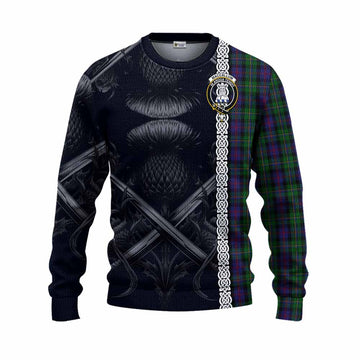 MacCallum (McCallum) Tartan Knitted Sweater with Family Crest Cross Sword Thistle Celtic Vibes