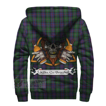 MacCallum (McCallum) Tartan Sherpa Hoodie with Family Crest and Bearded Skull Holding Bottles of Whiskey