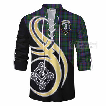 MacCallum (McCallum) Tartan Ghillie Kilt Shirt with Family Crest and Celtic Symbol Style