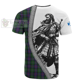 MacCallum (McCallum) Tartan Clan Crest Cotton T-shirt with Highlander Warrior Celtic Style