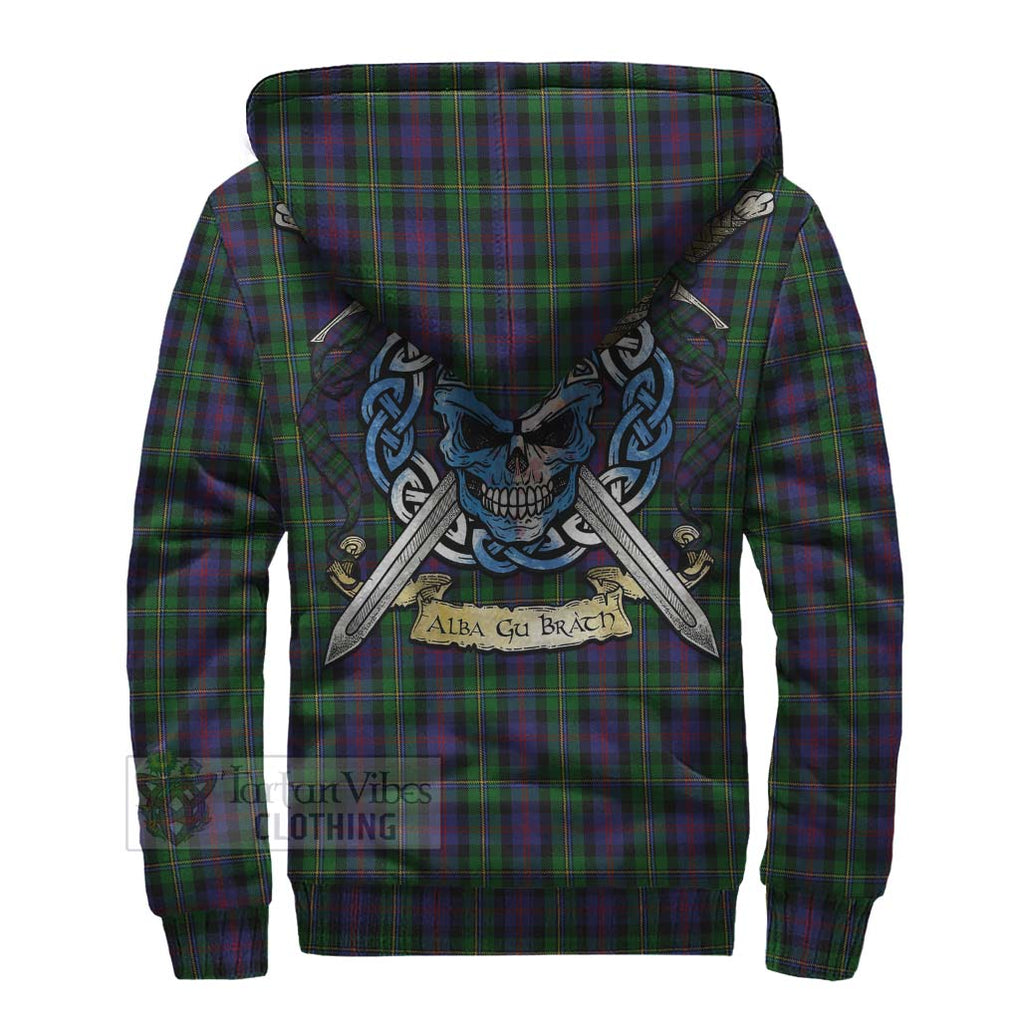 Tartan Vibes Clothing MacCallum (McCallum) Tartan Sherpa Hoodie with Family Crest Celtic Skull Style