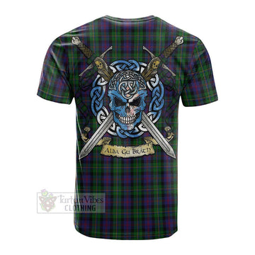 MacCallum (McCallum) Tartan Cotton T-shirt with Family Crest Celtic Skull Style