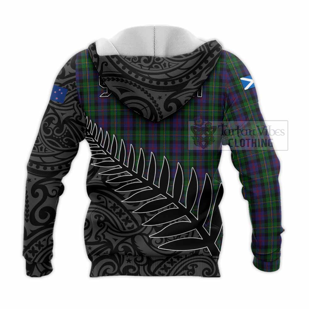 Tartan Vibes Clothing MacCallum (McCallum) Crest Tartan Knitted Hoodie with New Zealand Silver Fern Half Style