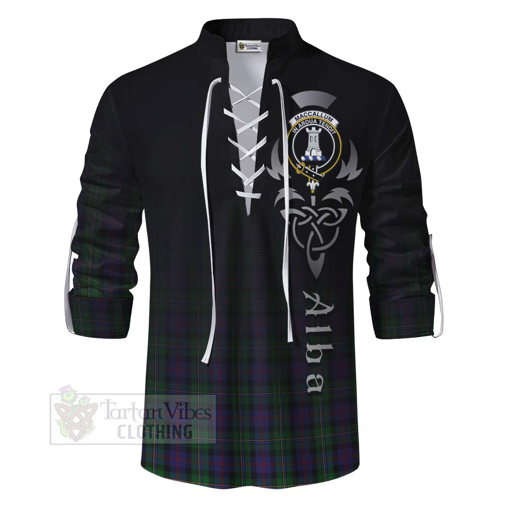 Tartan Vibes Clothing MacCallum (McCallum) Tartan Ghillie Kilt Shirt Featuring Alba Gu Brath Family Crest Celtic Inspired