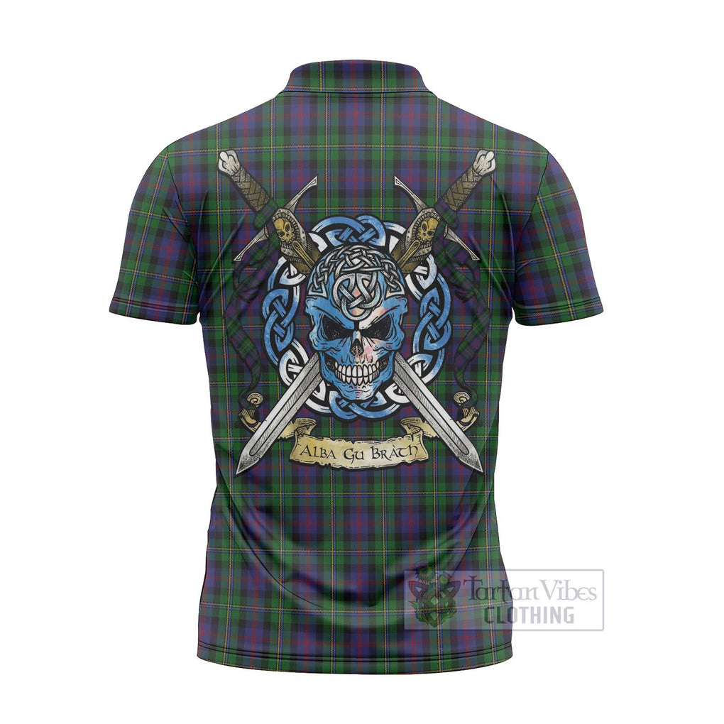 Tartan Vibes Clothing MacCallum (McCallum) Tartan Zipper Polo Shirt with Family Crest Celtic Skull Style