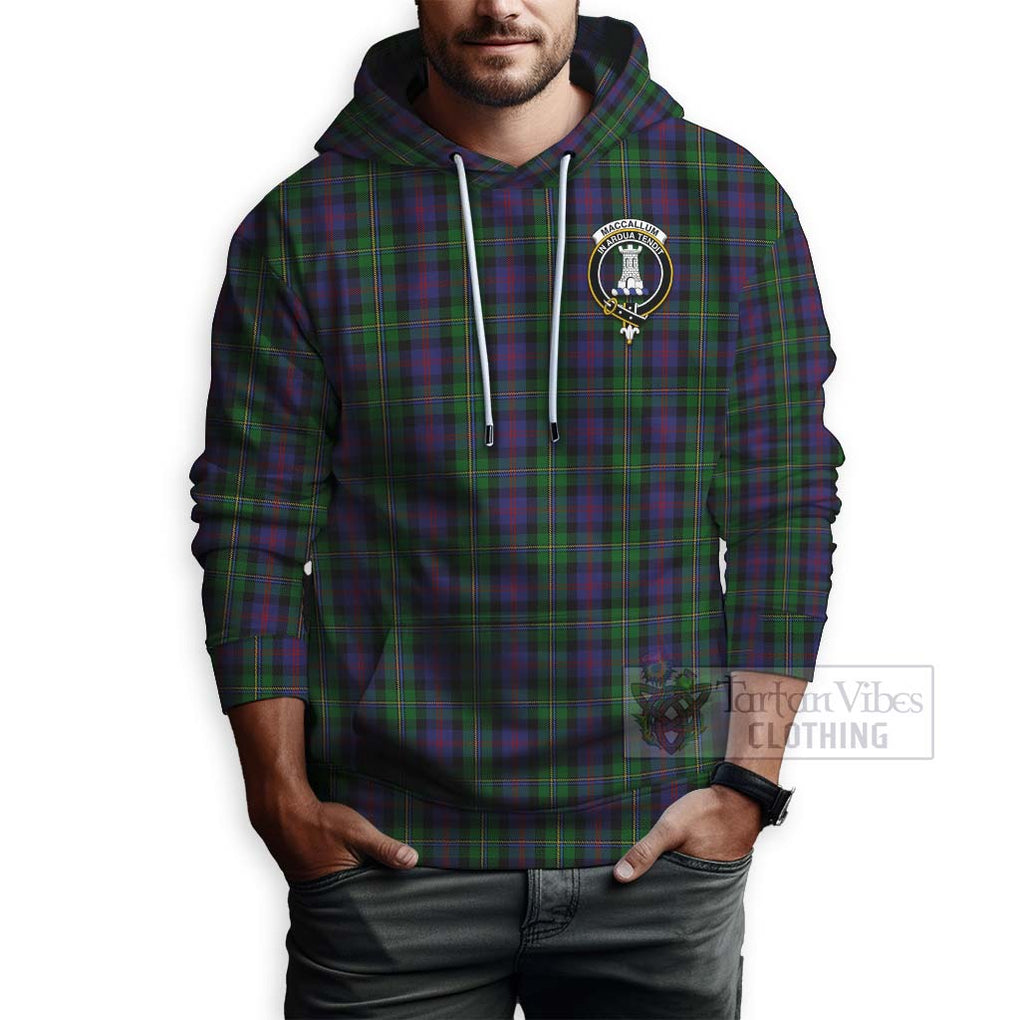 Tartan Vibes Clothing MacCallum (McCallum) Tartan Hoodie with Family Crest and Bearded Skull Holding Bottles of Whiskey